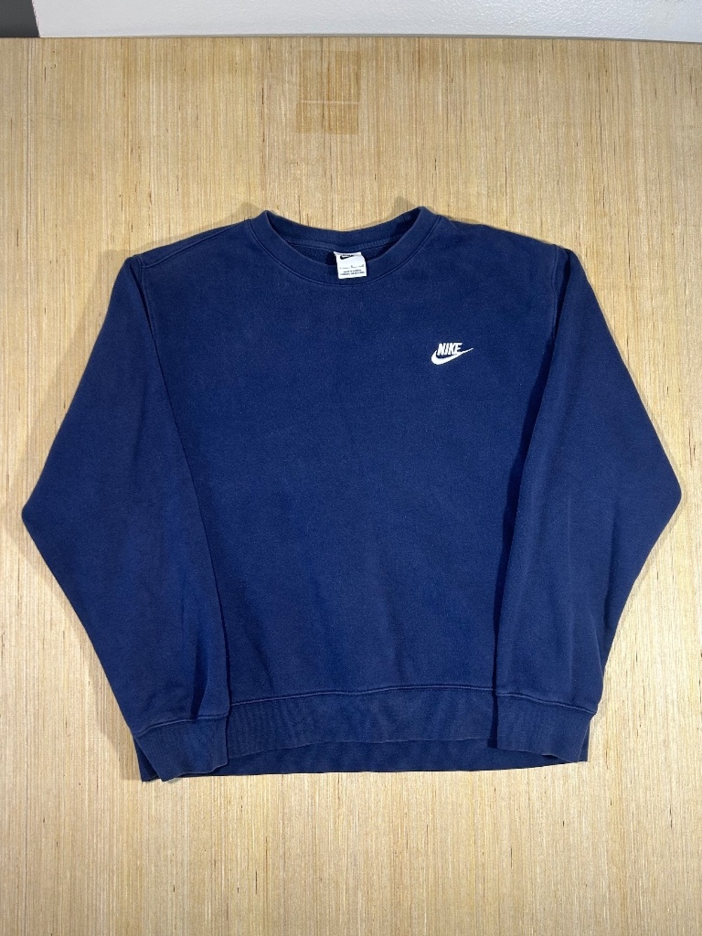 Nike Sportswear Club Fleece Crewneck Sweatshirt Mens Size L Navy Blue Pullover